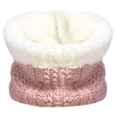 Imagen de TOSKATOK Niños Niñas Invierno Rib Seed Stitch Térmico Cálido Acogedor Forro Polar Calentador De Cuello Snood Bufanda Con Conjunto Gorro