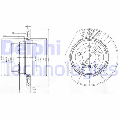 Imagen de DELPHI BG3943 Disco de freno 320 22 5 ventilado aceitado sin procesar cojinete rueda, anillo sensor ABS BMW: X3