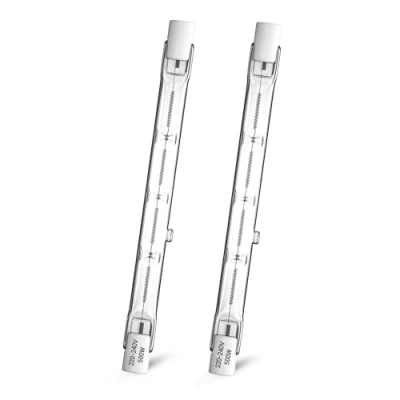 Imagen de CucuGo Paquete de 2 R7s Bombilla Halógena 118mm 500W, Foco Reflector Regulable Blanco Cálido 2800K, J118 Lineal Doble Extremo, 11000LM para Lámparas Pie, Luces Paisaje, Farolas