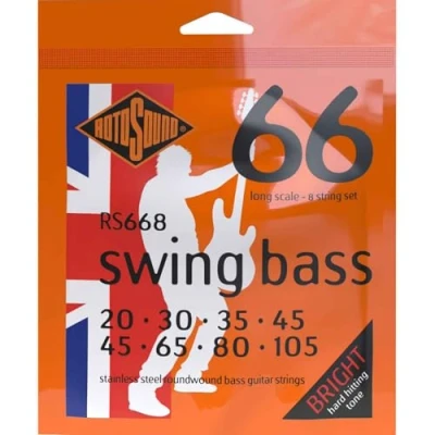 Imagen de cuerdas Rotosound para bajo eléctrico SWING 66 Stainless SETS 8 RS668 Standard 45 105