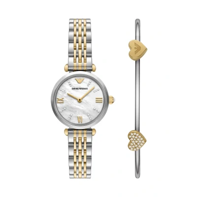 Imagen de Emporio Armani Reloj Analógico para Mujeres de Cuarzo con Correa en Acero Inoxidable AR80078SET