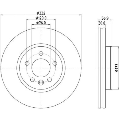 Imagen de HELLA 8DD 355 132 561 Disco de freno 332 30 05/06 120 ventilación interna revestido altamente carbonizado sin buje rueda VOLKSWAGEN: Amarok Pick up