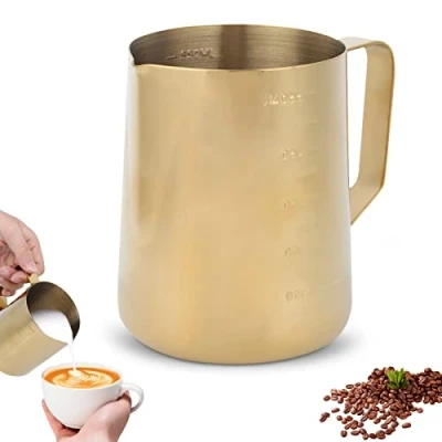 Imagen de 600ML Jarra de Leche Acero Inoxidable, Taza café Mano espuma para Latte Art