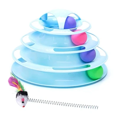 Imagen de Nobleza Juguete para Gatos, Juguetes Interactivo con Diseño de Torre 4 Pelotas 3 Niveles, Interactiva Gato（25 x 16.5cm）