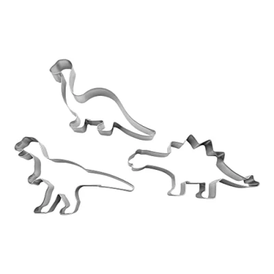 Imagen de BekkiB Juego de 3 Moldes Galletas Dinosaurios Cortador Acero Inoxidable, Apto para Lavavajillas 2443