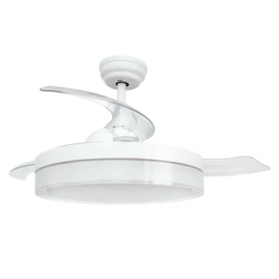 Imagen de Jocca Ventilador Techo con Luz LED Regulable Aspas Retráctil Mando a Distancia Temporizador Función Verano e Invierno Blanco
