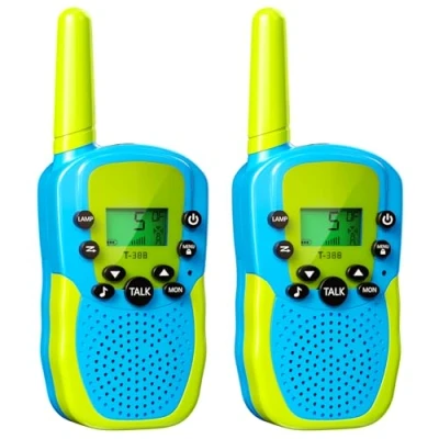 Imagen de Oulesvte 2 Piezas Walkie Talkie Niños, VOX Talkie, Pantalla LED, 22 Canales 3 KM Talkies Largo Alcance, Batería Li Ion Talkies, para Camping, Aventura, Senderismo