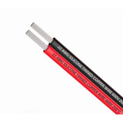Imagen de cable de silicona toufeng 0,32 mm² cuadrados [5 m negro y 5 rojo] 2 paralelo conductor cobre recubierto estaño suave flexible 22 AWG aislado