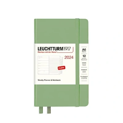 Imagen de LEUCHTTURM1917 367743 Agenda semanal y cuaderno de bolsillo (A6) 2024, 12 meses, salvia, inglés