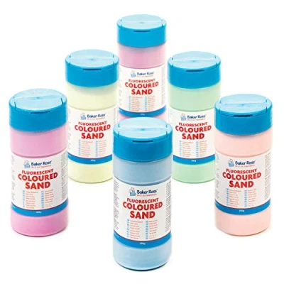 Imagen de Baker Ross Arena Fluorescente de 350 g (Pack 6) colores variados para Manualidades infantiles con y efectos Pintura Texturizada