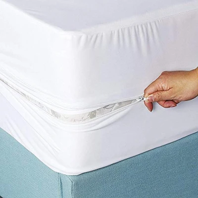 Imagen de Protector de colchón impermeable con cremallera para cama doble, funda cremallera, protección completa, 30 cm profundidad ajustable (doble 140 x 200 + cm)