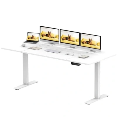 Imagen de SANODESK Escritorio Elevable con 2 Motores Potentes 180 x 80 cm Ajustable en Altura Eléctrico, Mesa de Standing Desk 4 Función Memoria, 120KG Carga (Blanco)