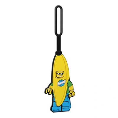Imagen de Lego Etiqueta de silicona para equipaje viaje, maleta, mochila, bolsa playa verano Banana Guy (53057), superficie escribir en la parte posterior identificación. Mide