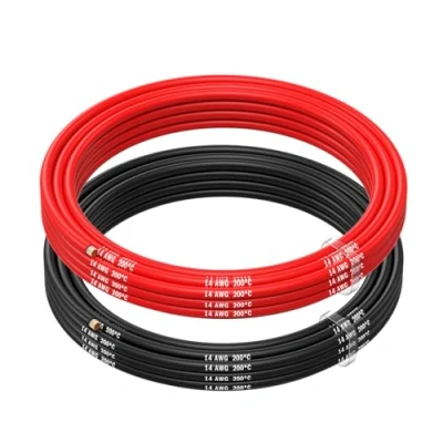 Imagen de MMOBIEL 14 AWG Cable Eléctrico de Silicona Gauge (2,08mm²) Cobre Estañado 2 Cables Separados Rojo y Negro Cada Uno 2,5 m para Drones, Impresoras 3D, Baterías, Altavoz, Tiras Led