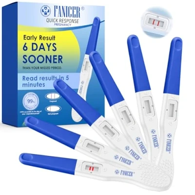 Imagen de 6 Piezas Pruebas de Embarazo, Test resultados precisos, Fertilidad para Mujeres, Rápido y fácil usar (Azul)