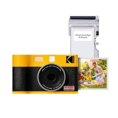 Imagen de KODAK Mini Shot 2 ERA 4PASS Cámara instantánea y Impresora fotográfica (5,3 x 8,6 cm, + 8 Hojas, Color Amarillo)