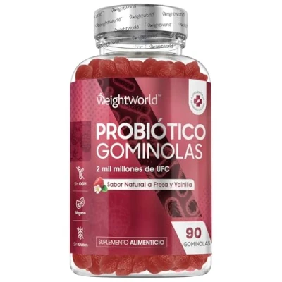 Imagen de Probióticos Intestinales en Gominolas, 90 Unidades Sabor Natural a Fresa y Vainilla Suplemento de Alta Potencia con 2 Mil Millones UFC Bacillus Coagulans 100mcg Inulina Prebiótica
