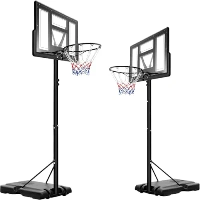Imagen de Canasta de Baloncesto Portátil Unisex Juvenil con Sistema Ajustable en Altura 230 a 304 CM, Soporte Acero para Niños Interiores y Exteriores