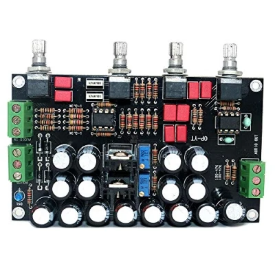 Imagen de DollaTek HiFi Amplificador de Audio OPA2604 + AD827 OPAMP 5532 LM337 LM317 Preamplificador Volume Tone Control Board