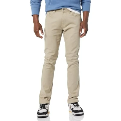 Imagen de Amazon Essentials Pantalón Vaquero Elástico de Ajuste Ceñido Hombre, Marrón Caqui Claro, 28W / 30L
