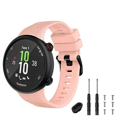 Imagen de GVFM Correa Compatible con Garmin Forerunner 45s, Pulsera Deportiva de Silicona Repuesto (Rosa)