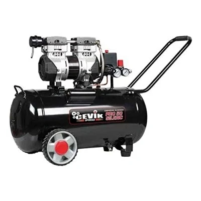Imagen de Cevik Compresor Silencioso CA PRO50SILENC 1.5HP 50L Portátil, Sin Aceite, Doble Salida Ideal para Uso Doméstico y Profesional