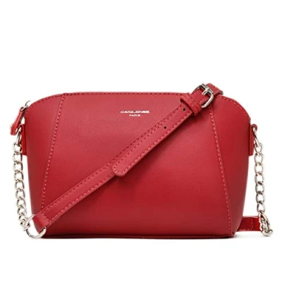 Imagen de David Jones Bolso bandolera para mujer, diseño de trapecio con cadena el hombro piel sintética bolsa cruzada a través la noche, moda trabajo, compras, elegante moda,