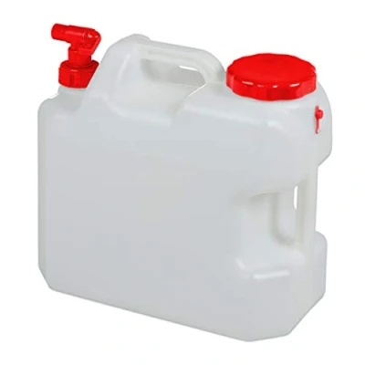 Imagen de Relaxdays Bidón de Agua con Grifo, Tapa Rosca Ancha, Accesorio Camping, 18L, Sin BPA, Blanco &amp; Rojo, 1 Ud.
