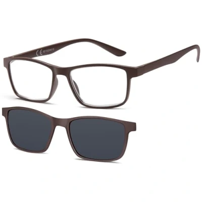 Imagen de NEW VISION Gafas de Lectura, con Clip Magnético para Sol, Protección 100% UVA y UVB, NV8126 Lectura Hombres Mujeres (MARRON, 3, x)