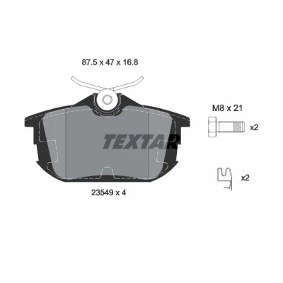Imagen de TEXTAR 2354901 Juego de pastillas freno con avisador acústico desgaste tornillos pinza accesorios VOLVO: S40 I, V40 Familiar