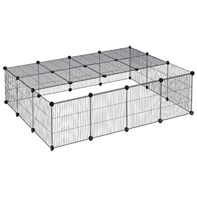 Imagen de EUGAD Recinto para Cobayas Parque Conejos Vallas Jaula Mascotas Hámster Gatito Cachorros Metálica DIY 22 Paneles (35x35cm/panel) Negro 147 x 111 37 cm 0012WL