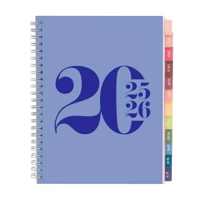Imagen de Rileys agenda semanal académica 2024 2025 de 18 meses, y mensual tipográfica, cubierta flexible, páginas notas, encuadernación doble alambre, 20 x 15 cm (azul, alemán)