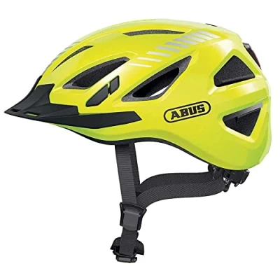 Imagen de ABUS casco urbano Urban I 3.0 de bicicleta con luz trasera, visera y cierre magnético para hombre mujer amarillo, talla S