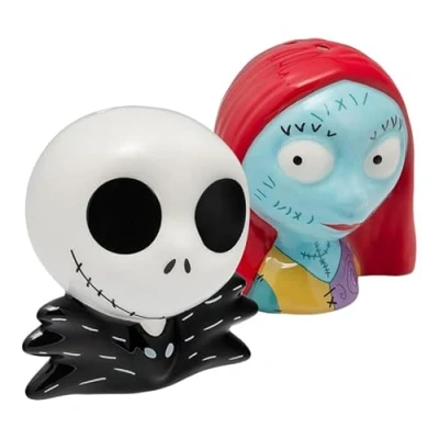 Imagen de Juego de salero y pimentero con licencia oficial Disney, Jack Skellington &amp; Sally para decoración cocina hogar, regalo inauguración la casa, Halloween Navidad Paladone
