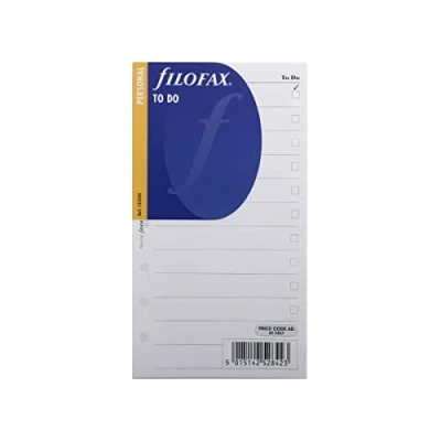 Imagen de Filofax Personal To Do Recambio para agenda de anillas (20 hoja tareas, en inglés, 171 x 95 mm, 70 gsm), color blanco con impresión negro