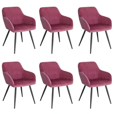 Imagen de WOLTU 6 x Sillas de Comedor Nordicas Estilo Vintage Juego 6, Silla Cocina Tapizada con Reposabrazos Tapizadas Terciopelo, Estructura Metal, Azul BH93bl