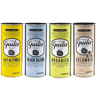 Imagen de CAFES GUILIS DESDE 1928 AMANTES DEL CAFE Café Molido Natural Varios Orígenes de Tueste Pack 4 Latas 250 gr