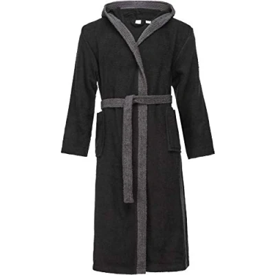 Imagen de Ladeheid Albornoz de Baño 100% Algodón Ropa Casa Hombre LA40 190 (Negro 30/Gris Oscuro 12, M)