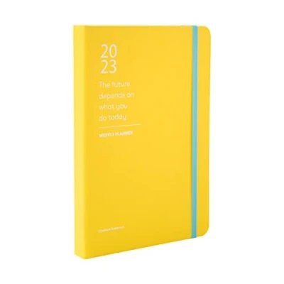 Imagen de Kokonote Agenda 2023 semana vista A5 Color Fun Yellow essential Planificador vertical, 13 meses amarilla Planner anual