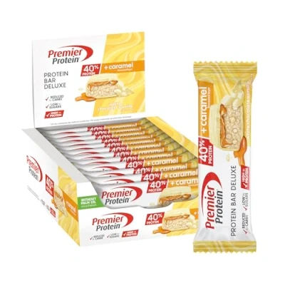 Imagen de Premier Protein Bar Deluxe White Chocolate Vanilla 12x50g Alto contenido en proteínas Bajo azúcares + Reducido hidratos de carbono Sin aceite palma