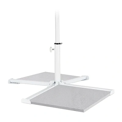 Imagen de Relaxdays Plattenständer Sonnenschirm weiß Soporte Sombrilla, Postes de Parasol 19 34 mm, Base en Cruz Plegable, Función Encaje Presión, Acero, Blanco, 30 x 85 cm