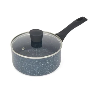 Imagen de Russell Hobbs RH00845EU Cazo antiadherente de 18 cm, la colección Nightfall Stone, aluminio prensado, inducción adecuada, cocina con menos aceite, mango baquelita, mármol azul