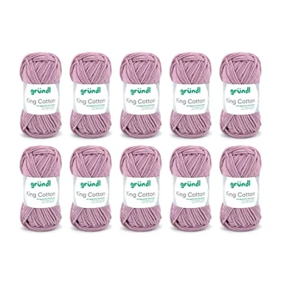 Imagen de Gründl King Cotton (Hilo de Punto y Ganchillo Suave voluminoso Hecho 55% poliacrílico 45% algodón, 50 g / 78 m, tamaño Aguja: 6 7, 10 x g), Rosa