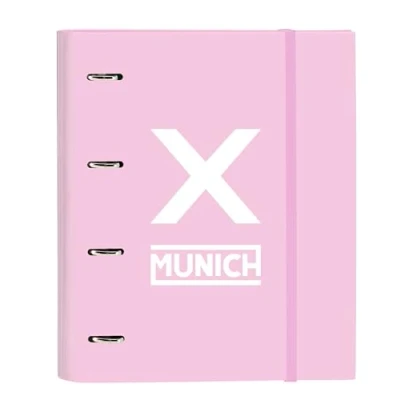 Imagen de Safta MUNICH ROSA Carpeta 4 Anillas de 35 cm con 100 Hojas A4, Ideal para Niños Diferentes Edades, Cómoda y Versátil, Calidad Resistencia, 27x3.5x32 cm, Color