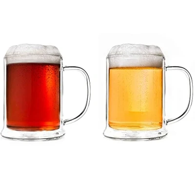 Imagen de Creano Vaso de cerveza doble pared 500 ml, cristal térmico, jarra cerveza, 2 x ml