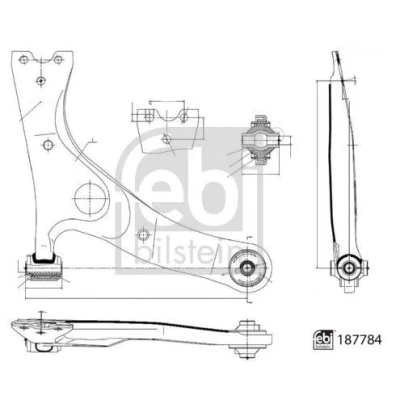 Imagen de FEBI BILSTEIN 187784 Barra oscilante, suspensión de ruedas con apoyo Eje delantero, derecha Brazo oscilante transversal Chapa acero