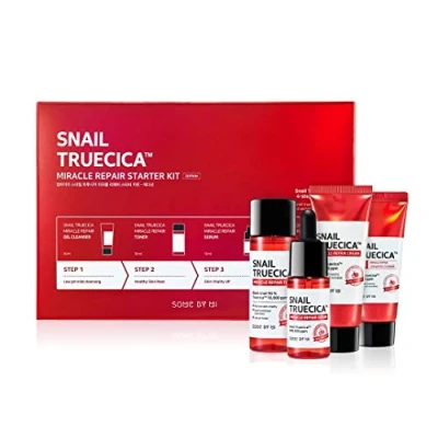 Imagen de SOME BY MI Snail Truecica Miracle Repair Starter Kit, Set de Tratamiento Para Cicatrices Acné e Imperfecciones (Limpiador 30ml + Tónico Serum 10ml, Crema 20gr)