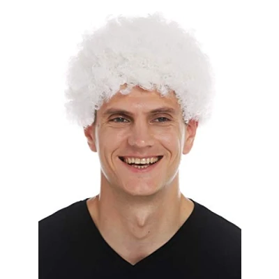 Imagen de WIG ME UP MMAS 9M K20Y Peluca para Mujeres Hombres Carnaval Afro rizos Cortos densos Cabello Crespo Blanco