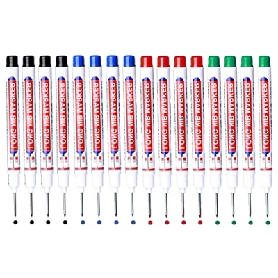 Imagen de BetterJonny 16Pcs Marcadores de Agujeros Profundos, Rotuladores Agujero Profundo Marcador Carpintero Punta Fina 20 mm Lápiz para Marcado Negro Azul Rojo Verde