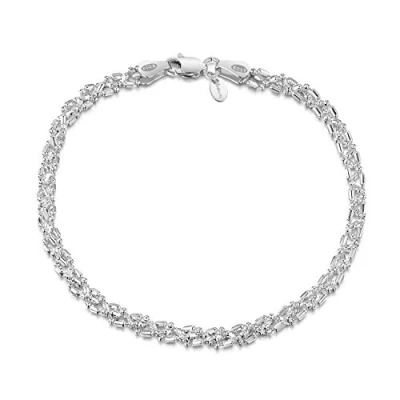Imagen de Amberta® Joyería Pulsera Fina Plata de Ley 925 Cadena Bola 1.1/3.2 (mm) 18 19 20 cm (20cm)